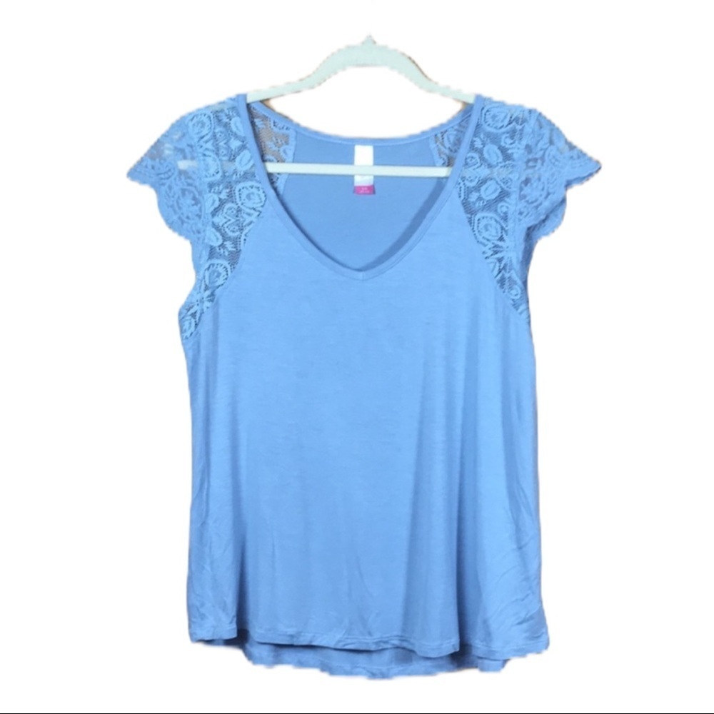NOBO | Light Blue Lace Cap Sleeve Top | L